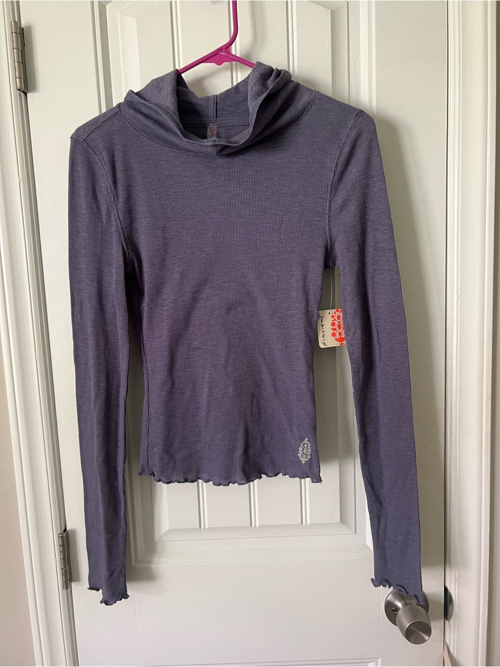 NWT Free People Movement Women’s Purple/Gray Long-Sleeve Hooded Ribbed Top